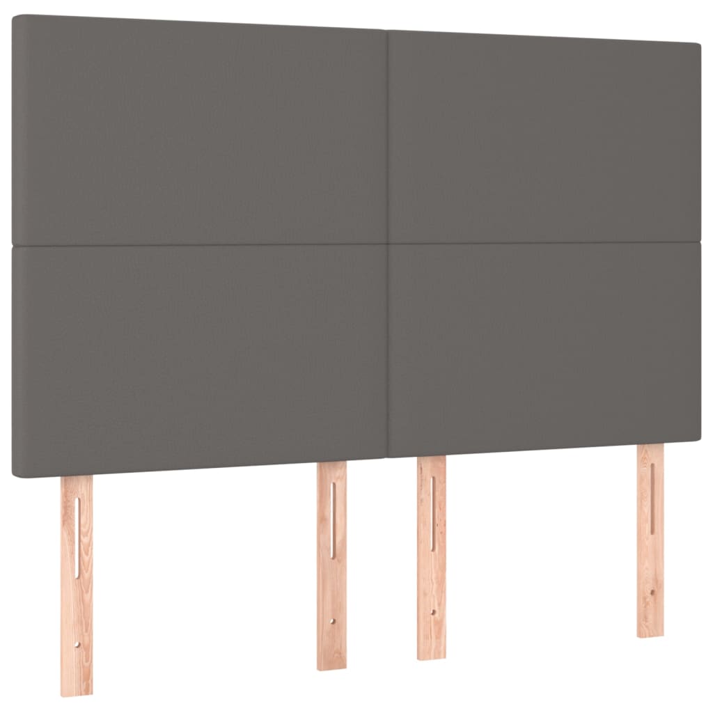 szürke műbőr rugós ágy matraccal és LED-del 140x190 cm