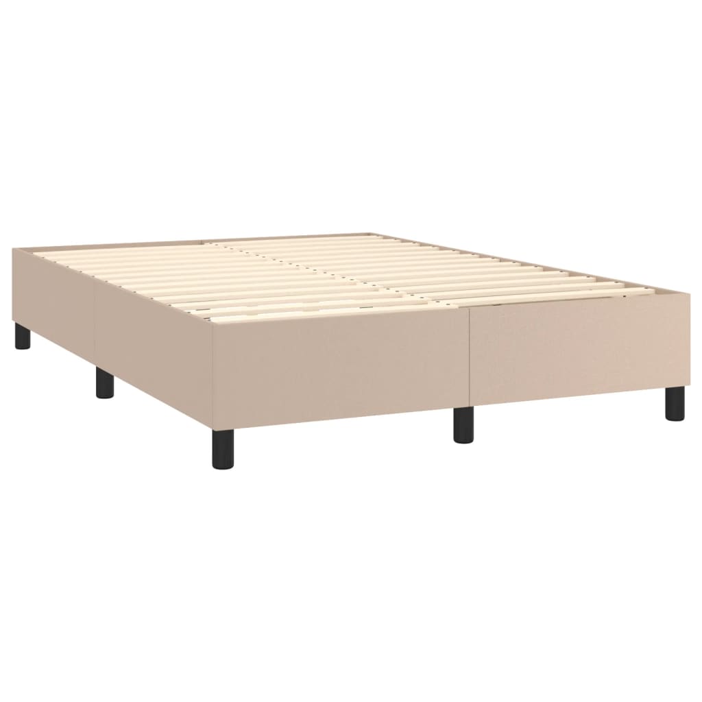 cappuccino színű műbőr rugós ágy matraccal és LED-del 140x190cm