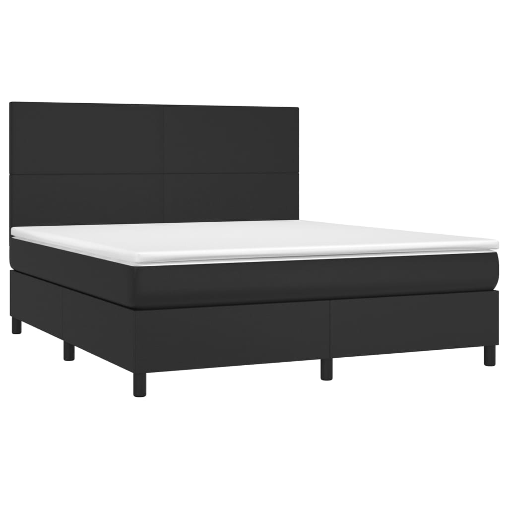 fehér műbőr rugós ágy matraccal és LED-del 180x200 cm