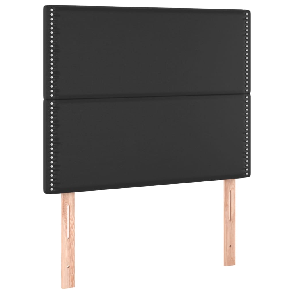 fekete műbőr rugós ágy matraccal és LED-del 100x200 cm