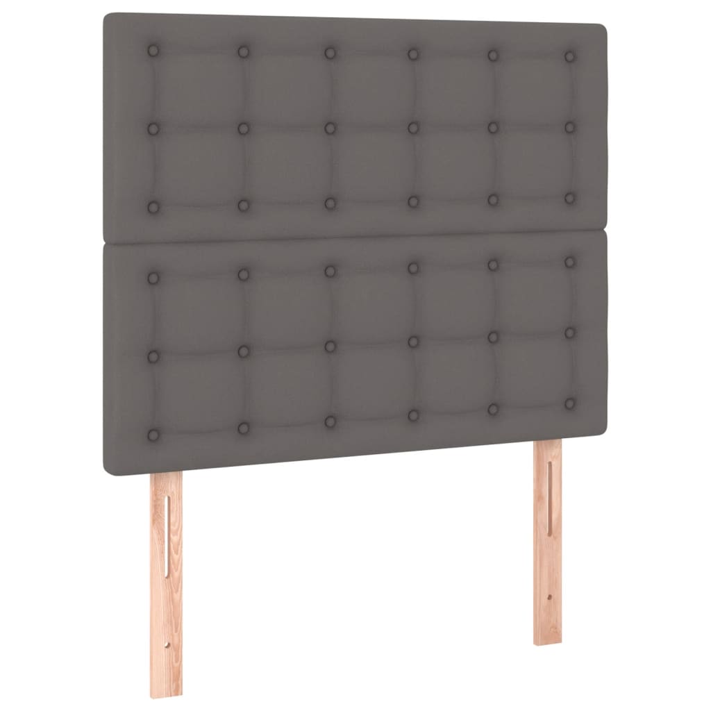 szürke műbőr rugós ágy matraccal és LED-del 90x200 cm