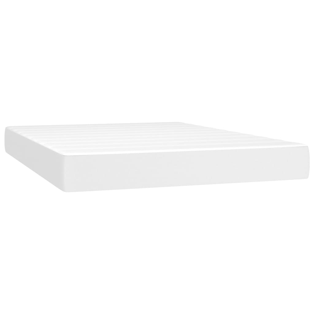 fehér műbőr rugós ágy matraccal és LED-del 140x200 cm