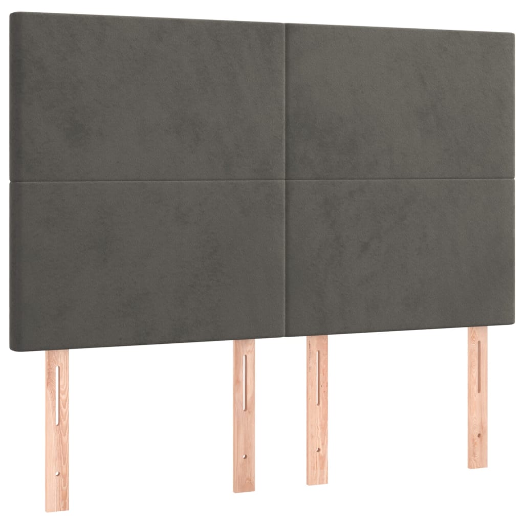 sötétszürke bársony rugós és LED-es ágy matraccal 140x190 cm
