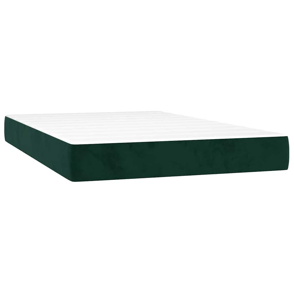 sötétzöld bársony rugós és LED-es ágy matraccal 120x200 cm