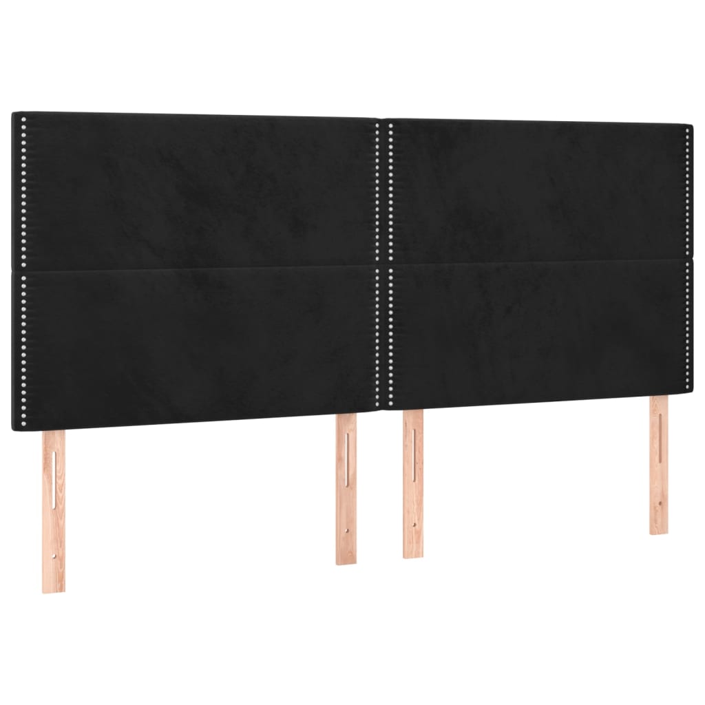 fekete bársony rugós és LED-es ágy matraccal 180x200 cm