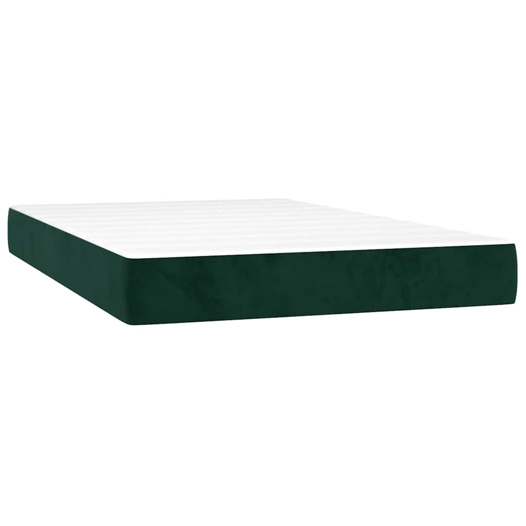 sötétzöld bársony rugós és LED-es ágy matraccal 120x200 cm