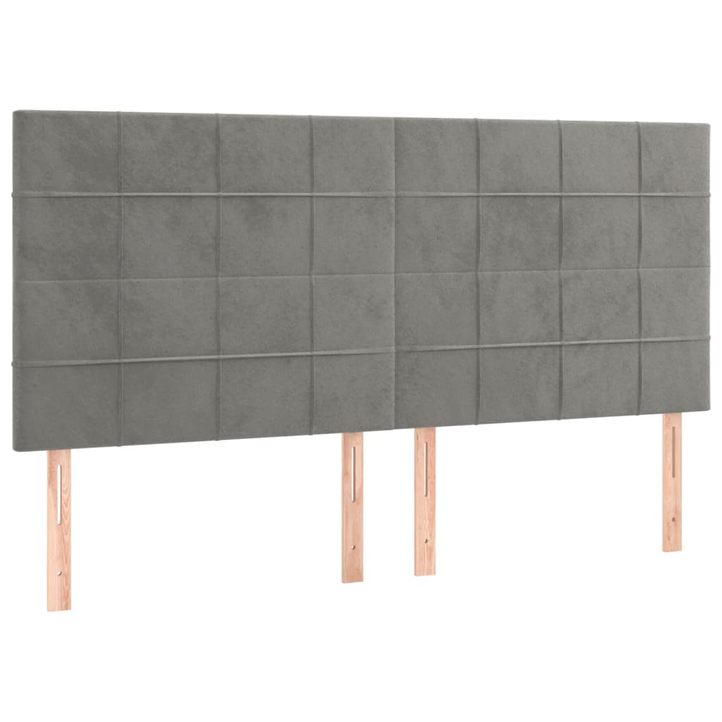 világosszürke bársony rugós és LED-es ágy matraccal 180x200 cm