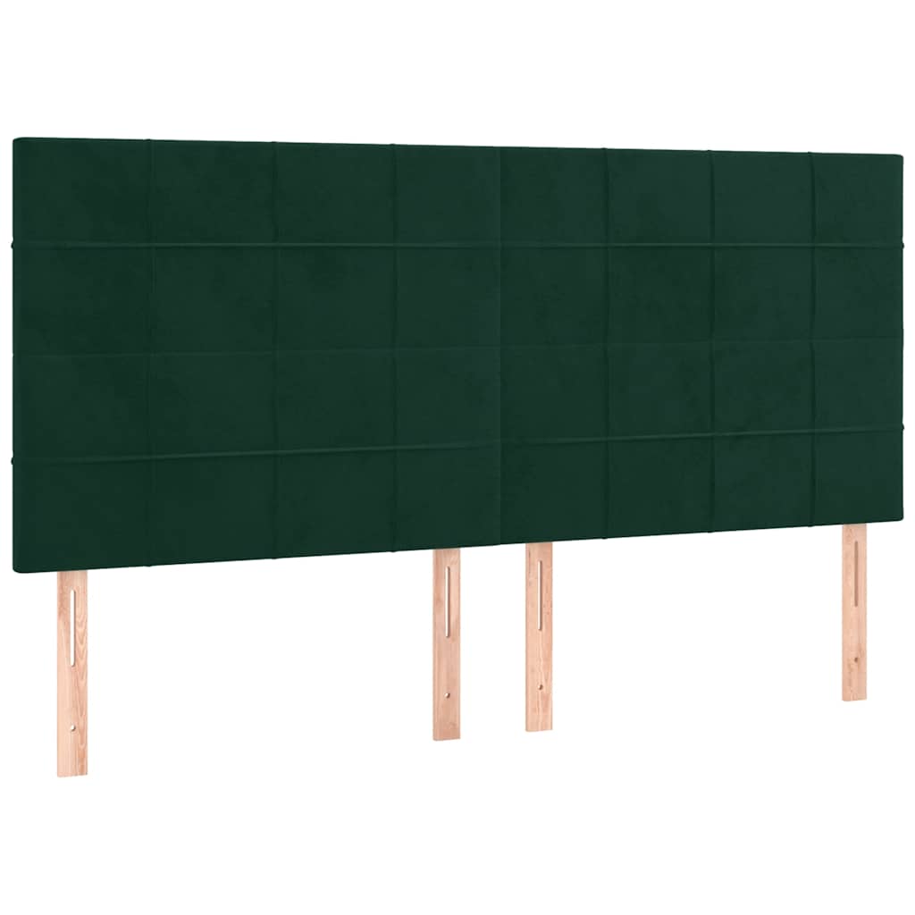 sötétzöld bársony rugós és LED-es ágy matraccal 180x200 cm