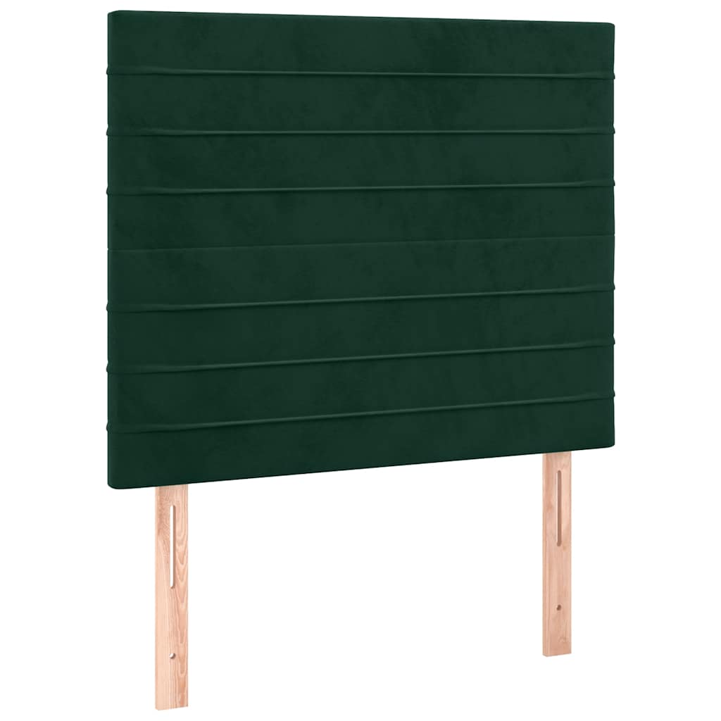 sötétzöld bársony rugós és LED-es ágy matraccal 100x200 cm