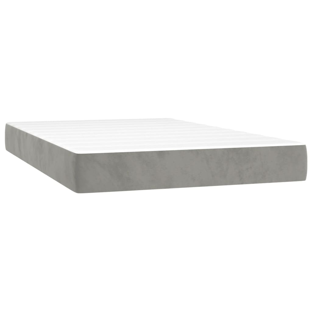 világosszürke bársony rugós és LED-es ágy matraccal 120x200 cm