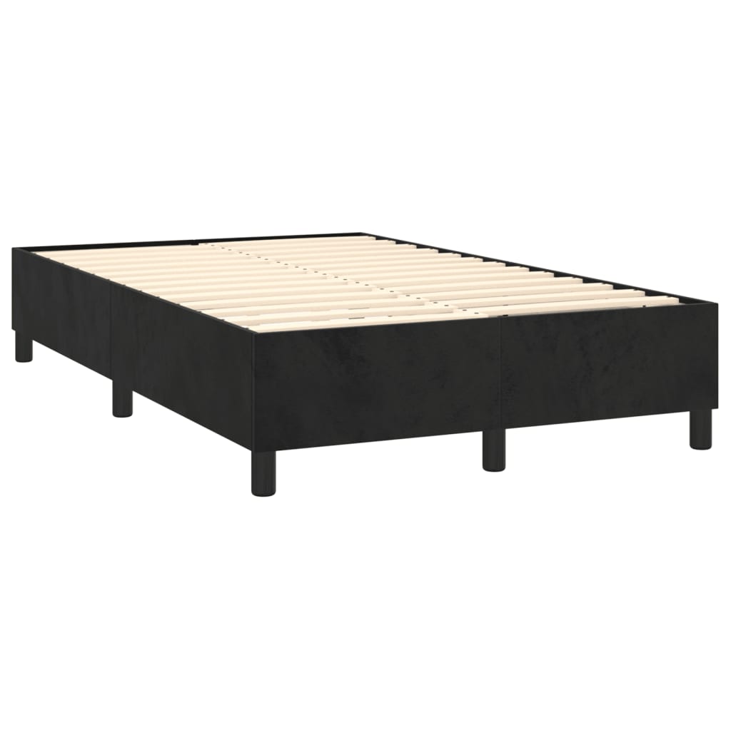 fekete bársony rugós és LED-es ágy matraccal 120x200 cm