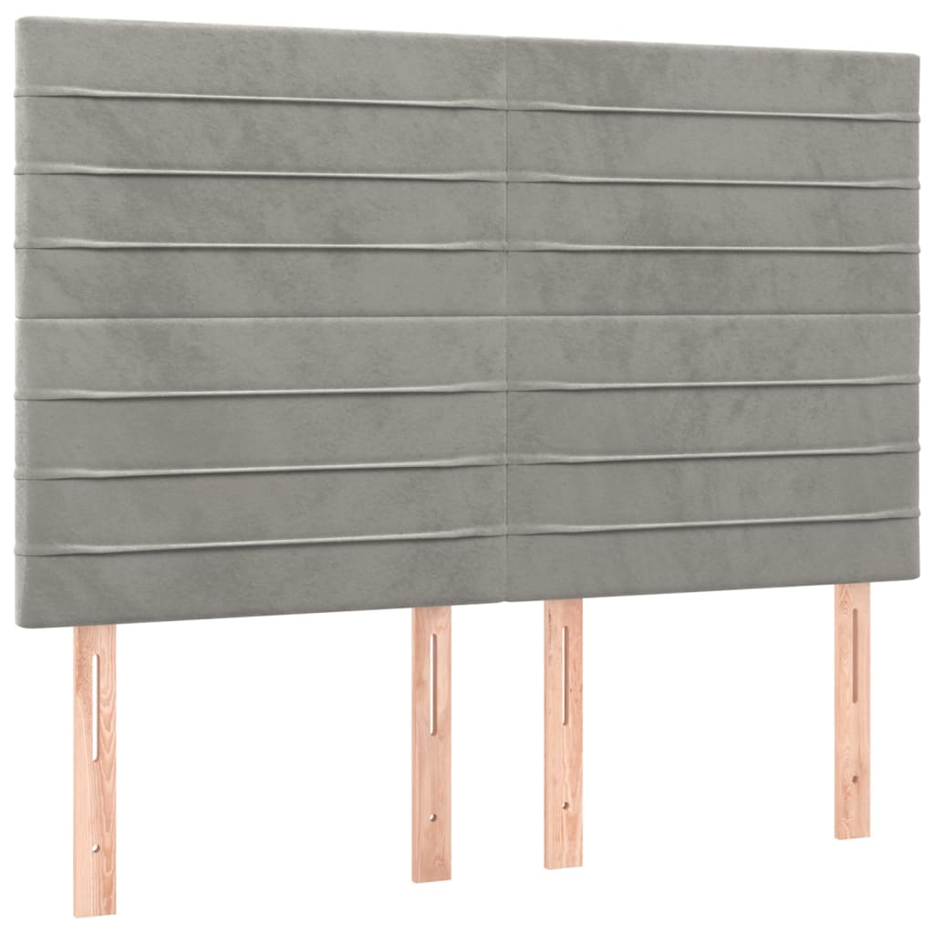 világosszürke bársony rugós és LED-es ágy matraccal 140x190 cm