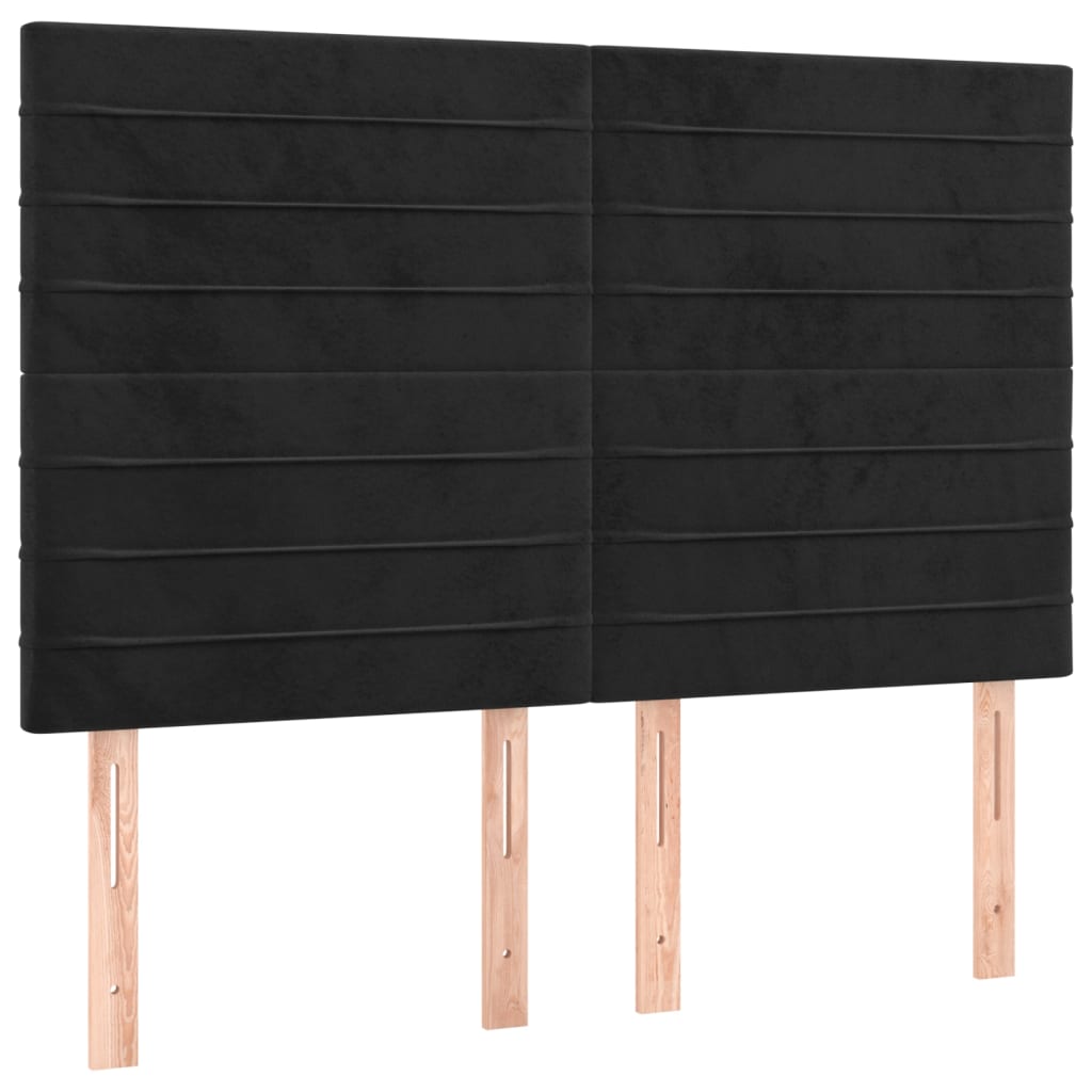 fekete bársony rugós és LED-es ágy matraccal 140x190 cm