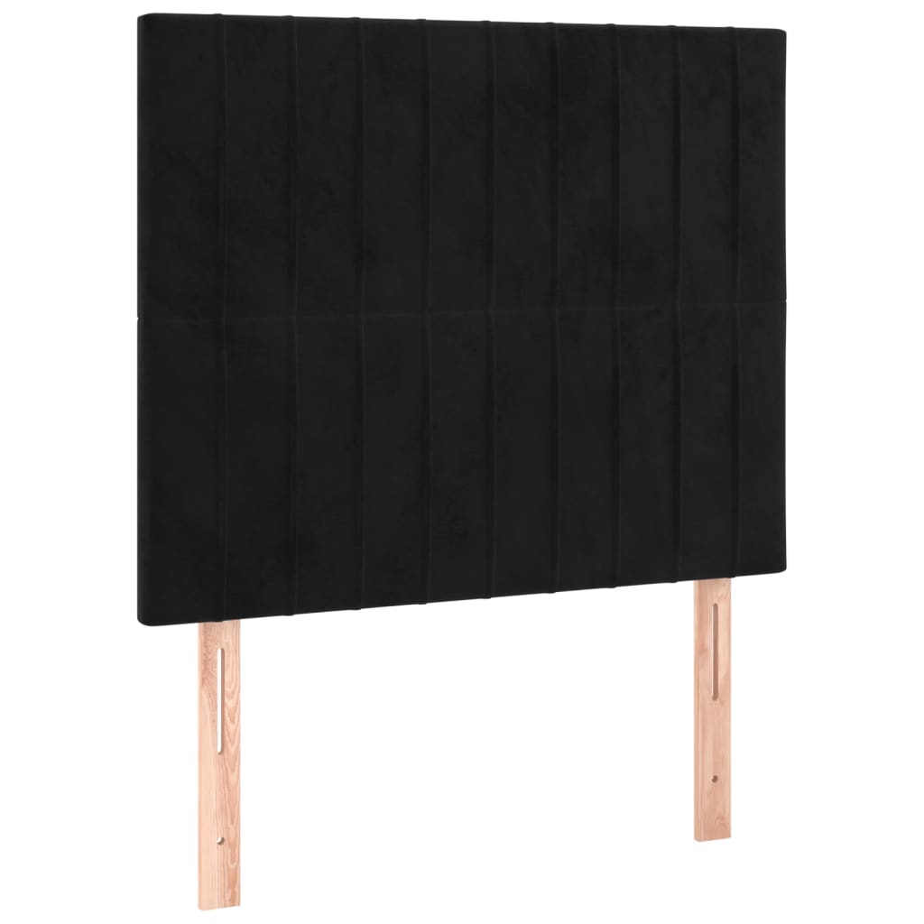 fekete bársony rugós és LED-es ágy matraccal 80 x 200 cm