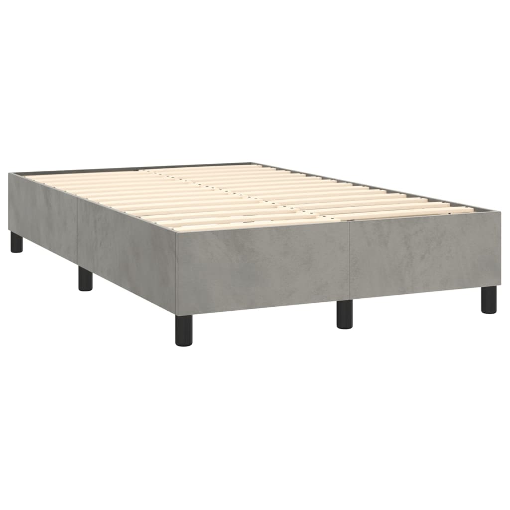 világosszürke bársony rugós és LED-es ágy matraccal 120x200 cm