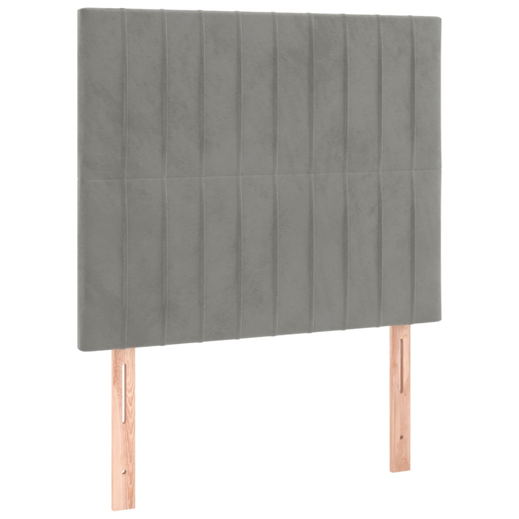 világosszürke bársony rugós és LED-es ágy matraccal 120x200 cm