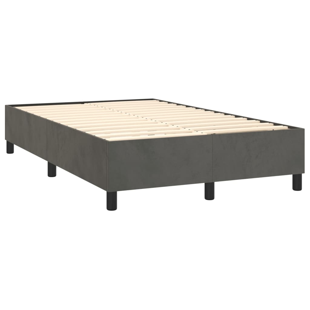 sötétszürke bársony rugós és LED-es ágy matraccal 120x200 cm