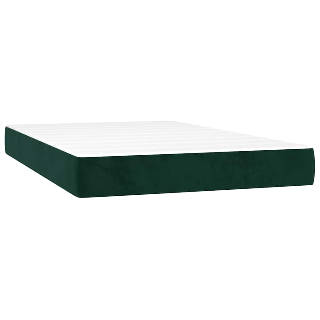 sötétzöld bársony rugós és LED-es ágy matraccal 120x200 cm