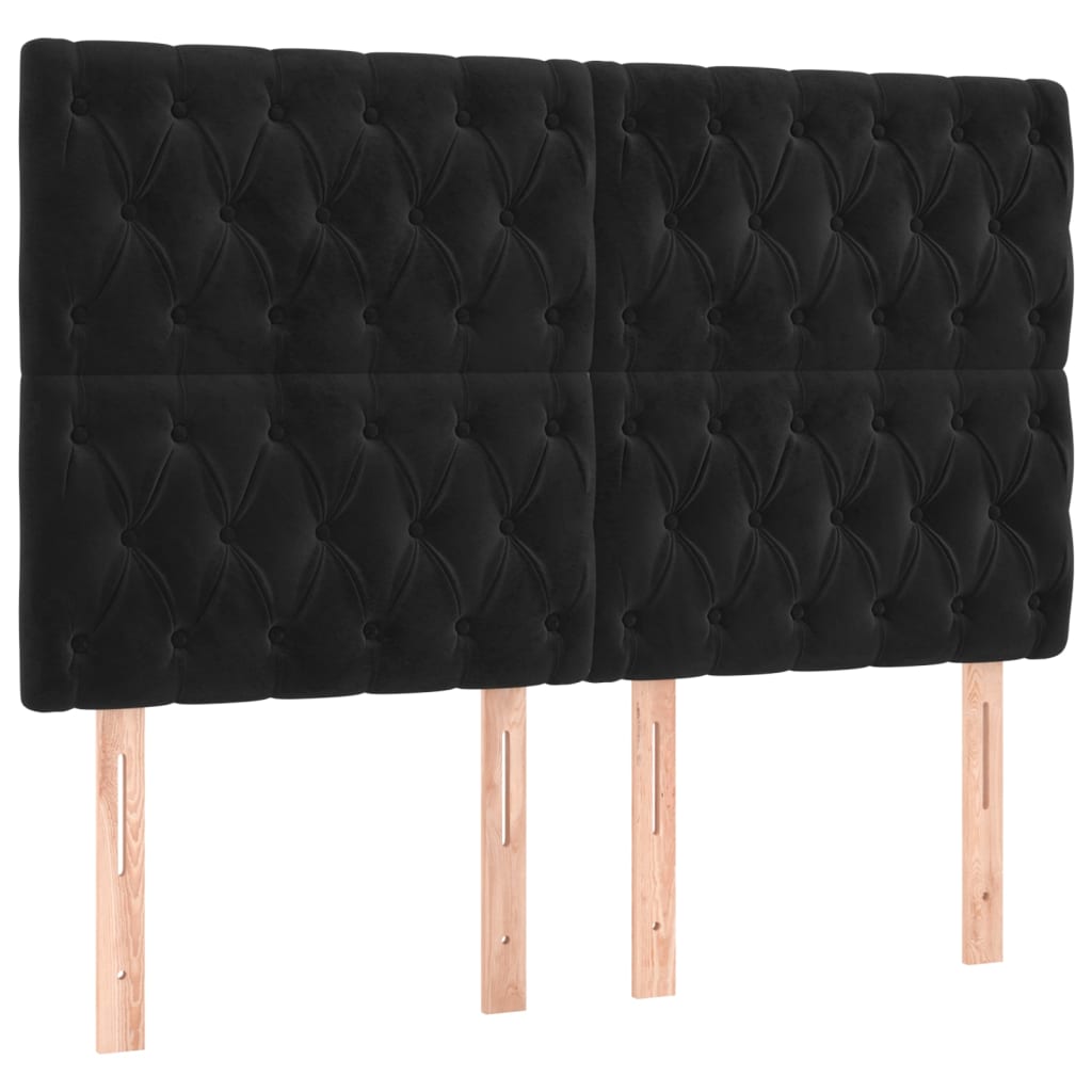 fekete bársony rugós és LED-es ágy matraccal 180x200 cm