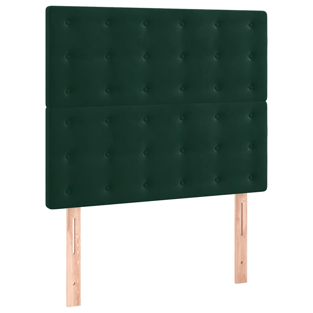 sötétzöld bársony rugós és LED-es ágy matraccal 80 x 200 cm