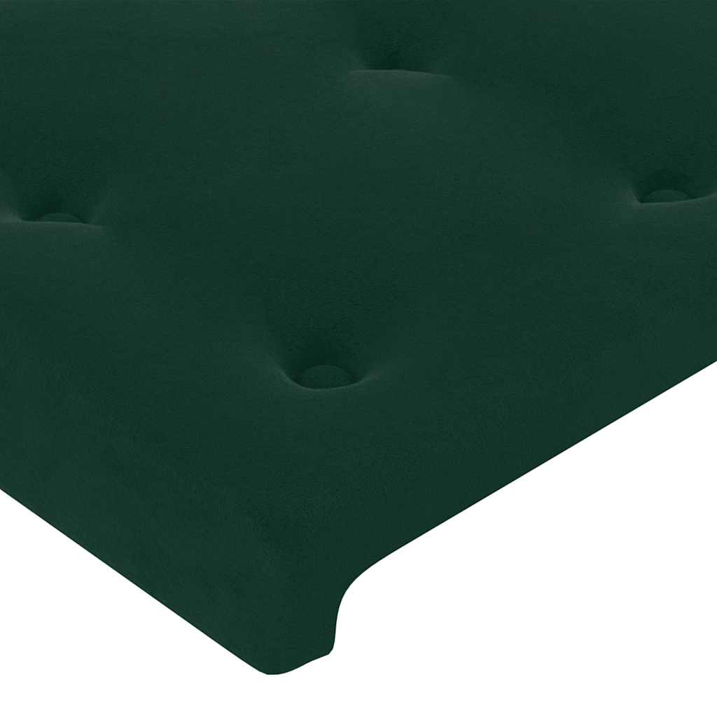 sötétzöld bársony rugós és LED-es ágy matraccal 90x200 cm