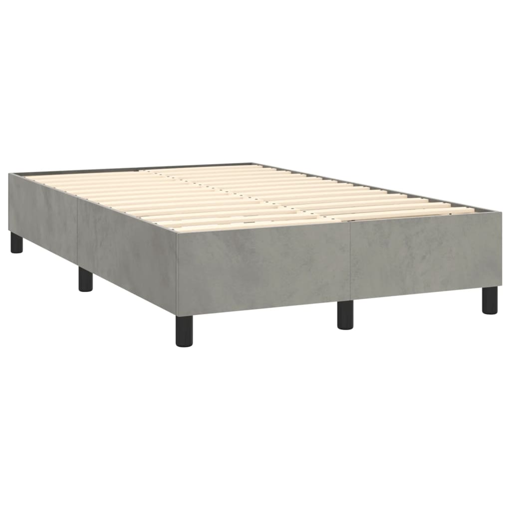 világosszürke bársony rugós és LED-es ágy matraccal 120x200 cm