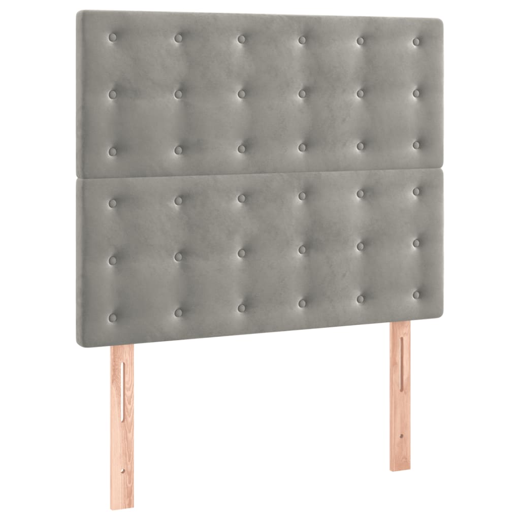 világosszürke bársony rugós és LED-es ágy matraccal 120x200 cm