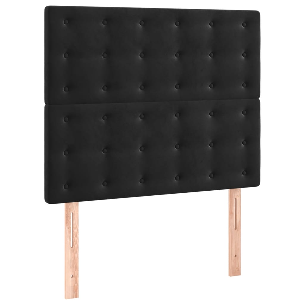 fekete bársony rugós és LED-es ágy matraccal 120x200 cm