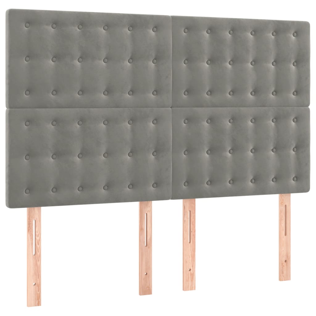 világosszürke bársony rugós és LED-es ágy matraccal 140x190 cm