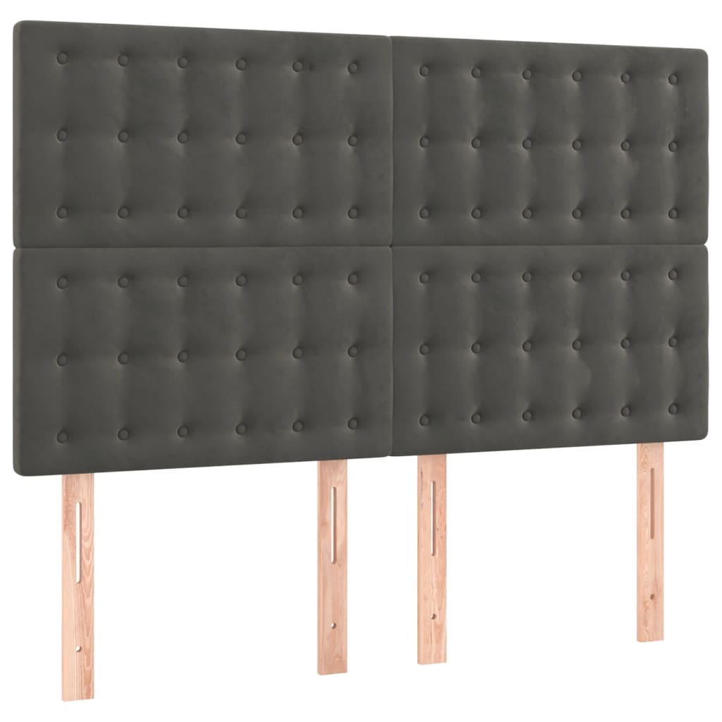 sötétszürke bársony rugós és LED-es ágy matraccal 140x190 cm