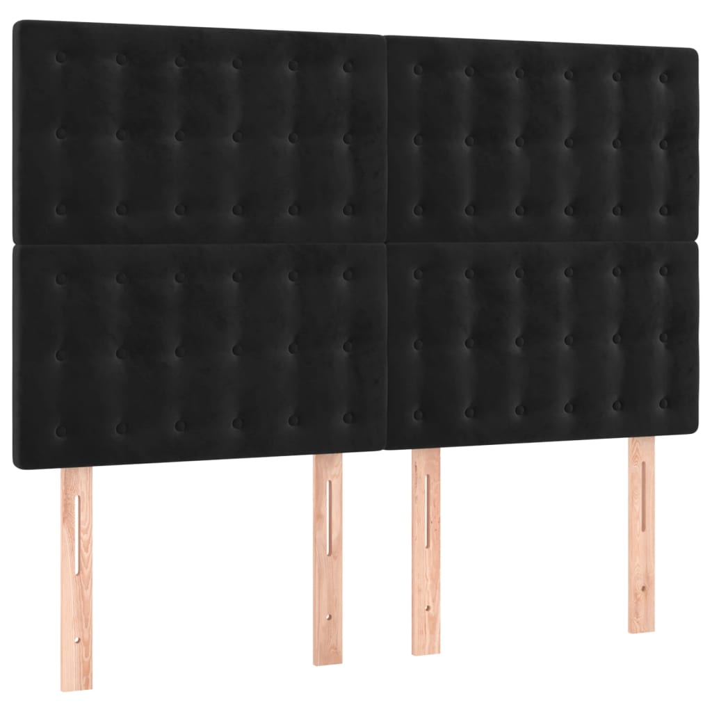fekete bársony rugós és LED-es ágy matraccal 140x190 cm