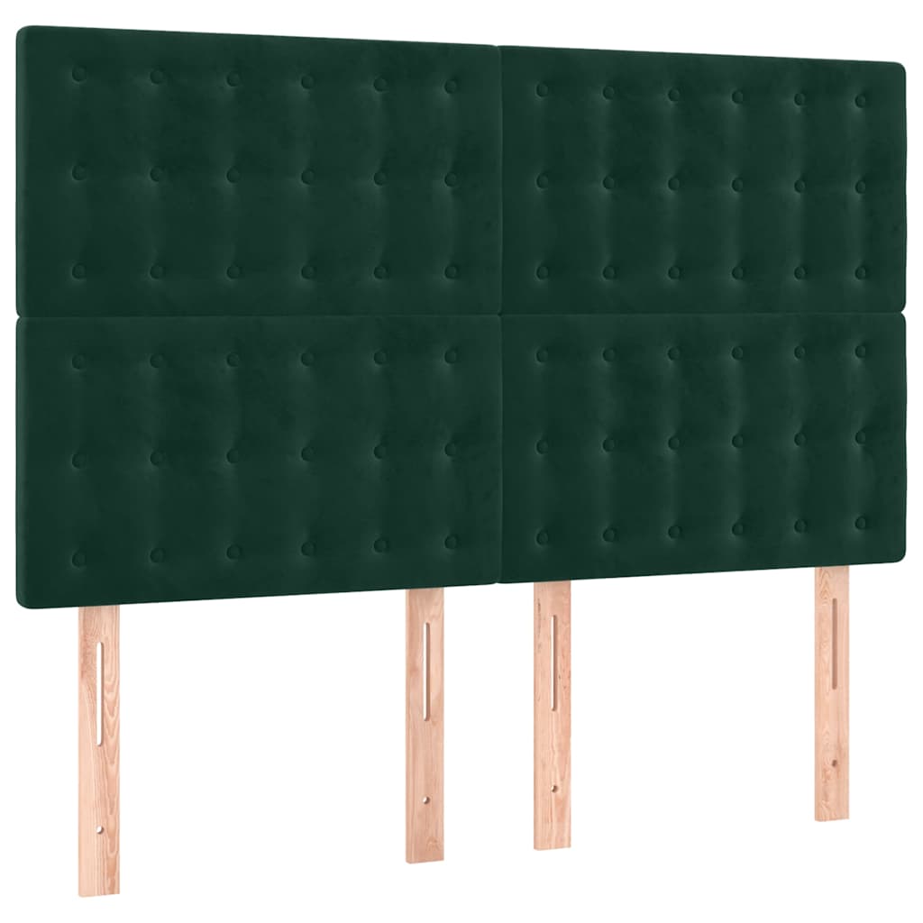 sötétzöld bársony rugós és LED-es ágy matraccal 140x190 cm