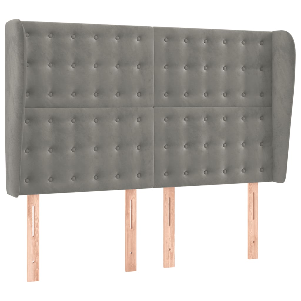 világosszürke bársony rugós és LED-es ágy matraccal 140x200 cm