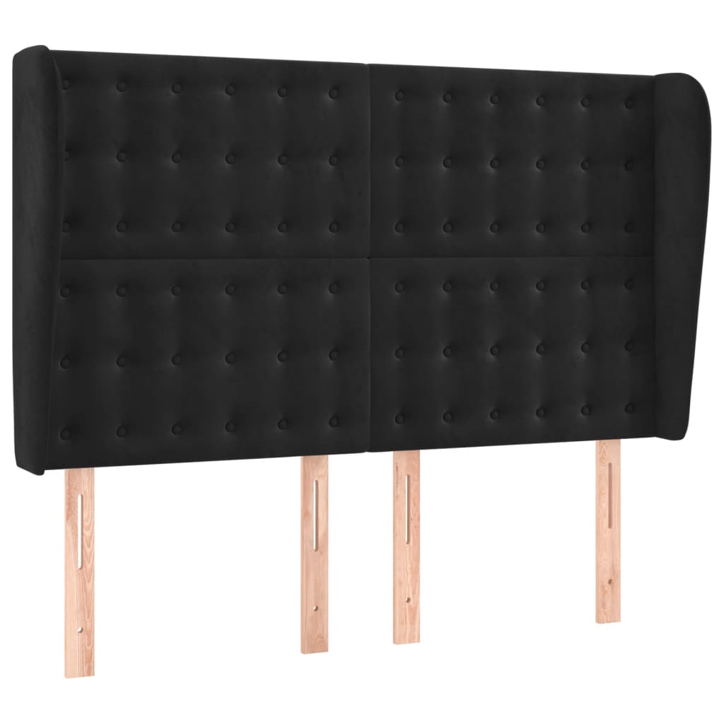fekete bársony rugós és LED-es ágy matraccal 140x200 cm