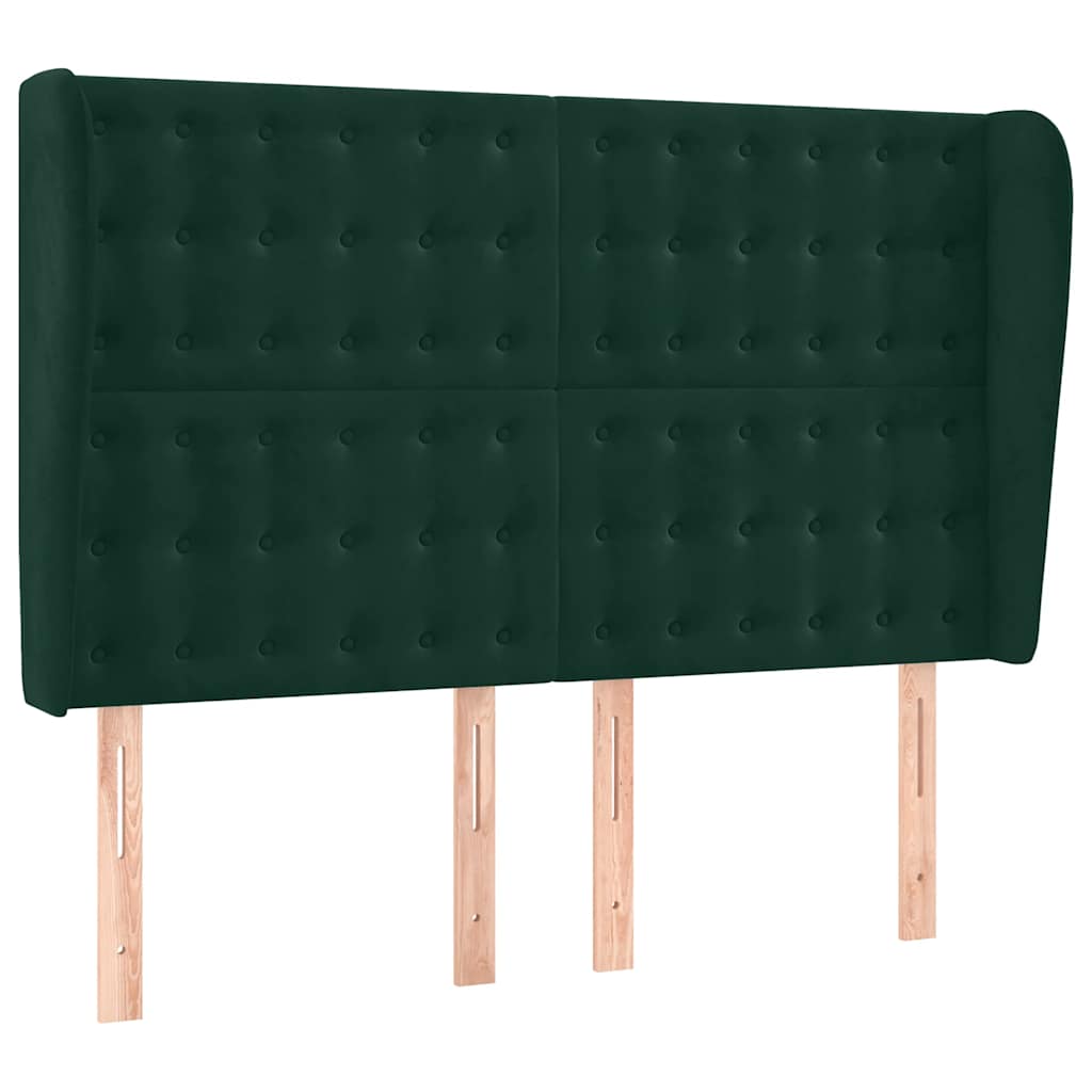 sötétzöld bársony rugós és LED-es ágy matraccal 140x200 cm