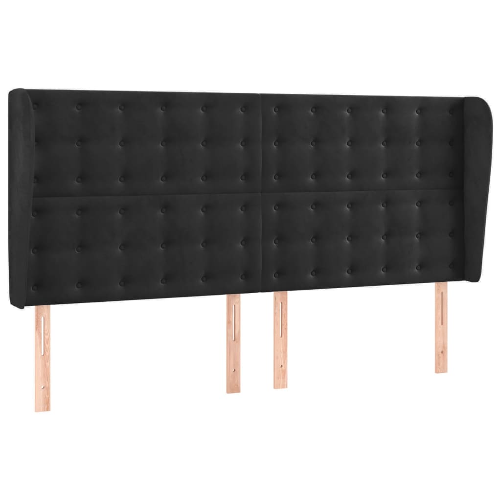 fekete bársony rugós és LED-es ágy matraccal 160x200 cm