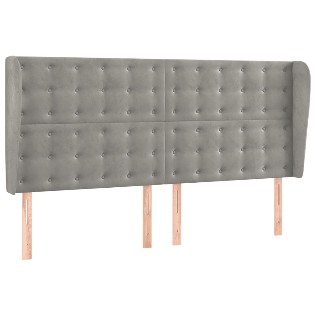 világosszürke bársony rugós és LED-es ágy matraccal 180x200 cm