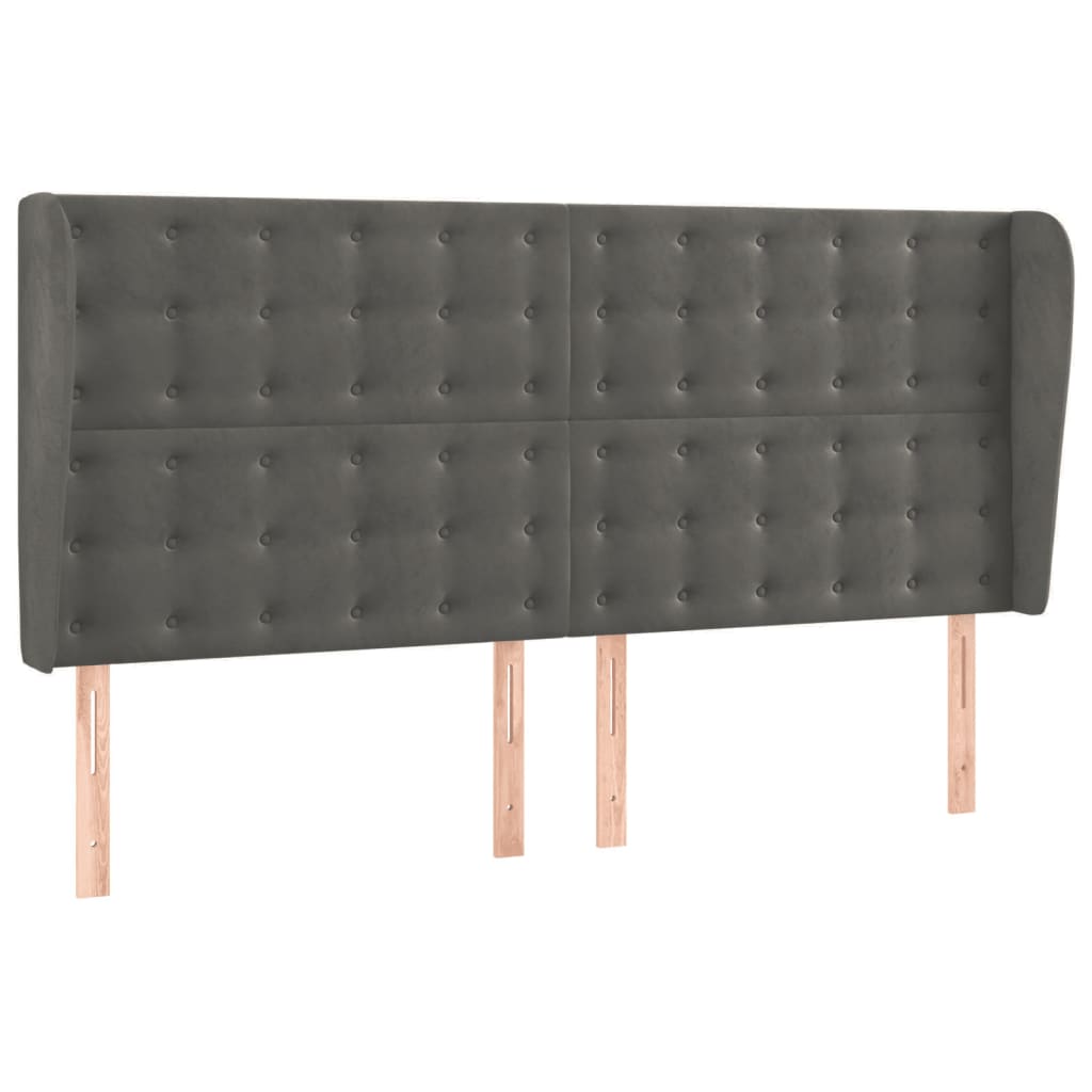 sötétszürke bársony rugós és LED-es ágy matraccal 180x200 cm