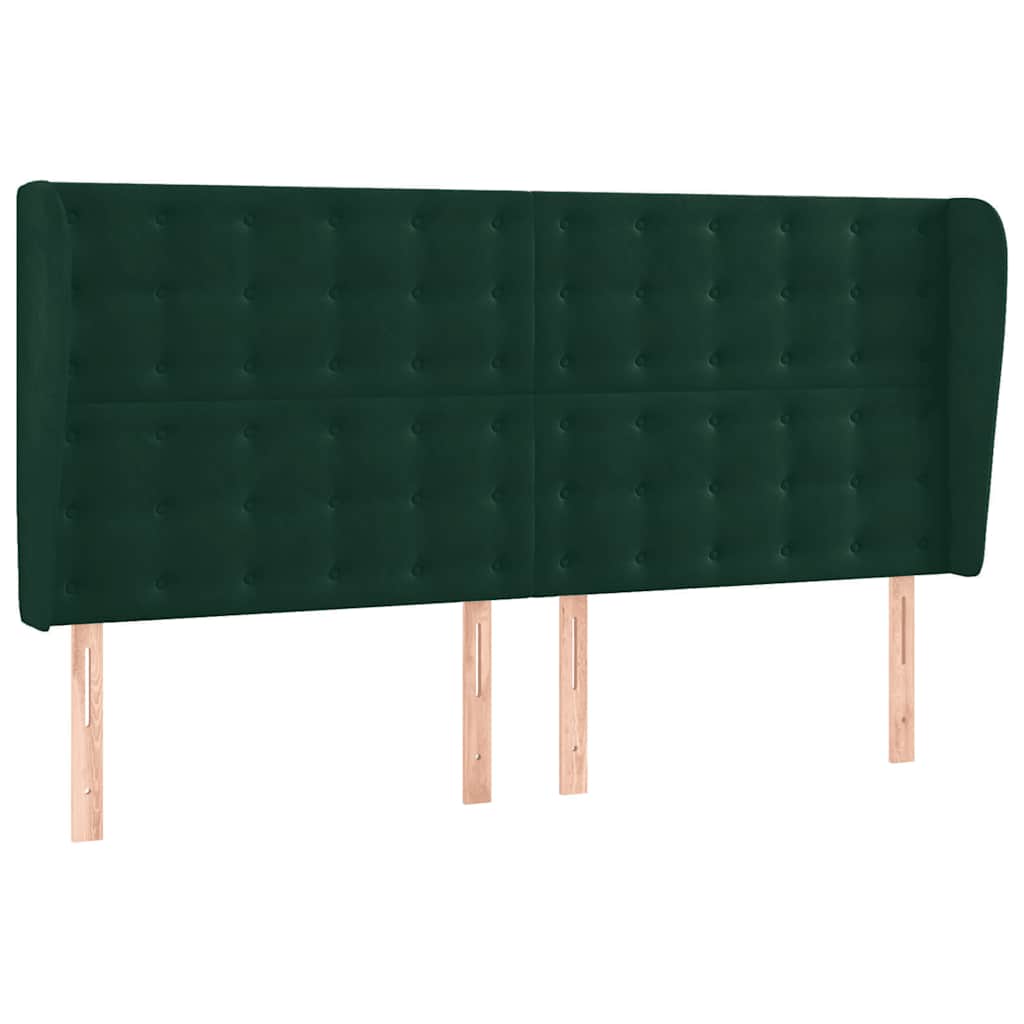 sötétzöld bársony rugós és LED-es ágy matraccal 180x200 cm