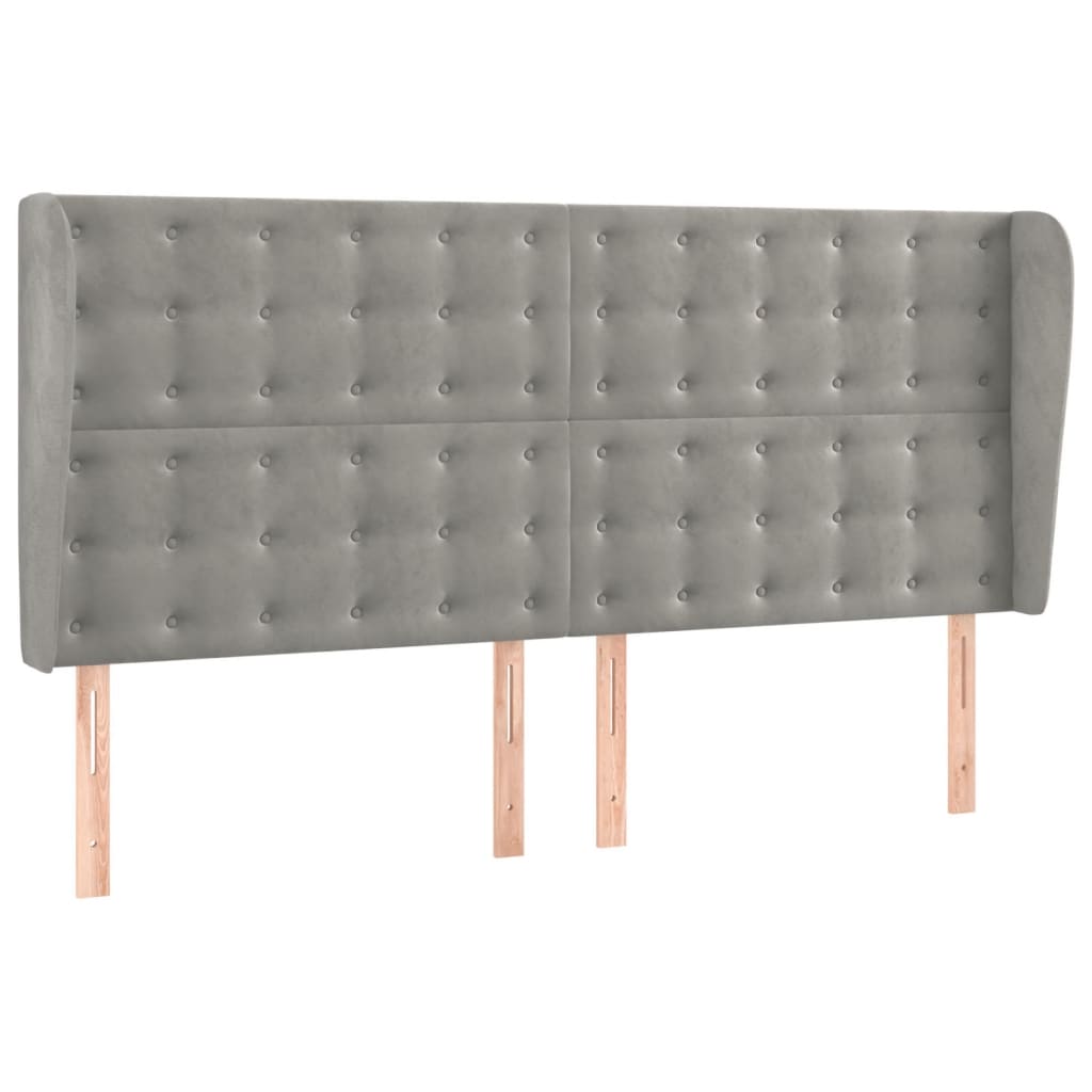 világosszürke bársony rugós és LED-es ágy matraccal 200x200 cm