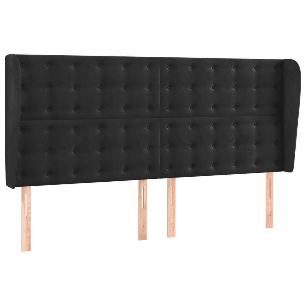 fekete bársony rugós és LED-es ágy matraccal 200x200 cm