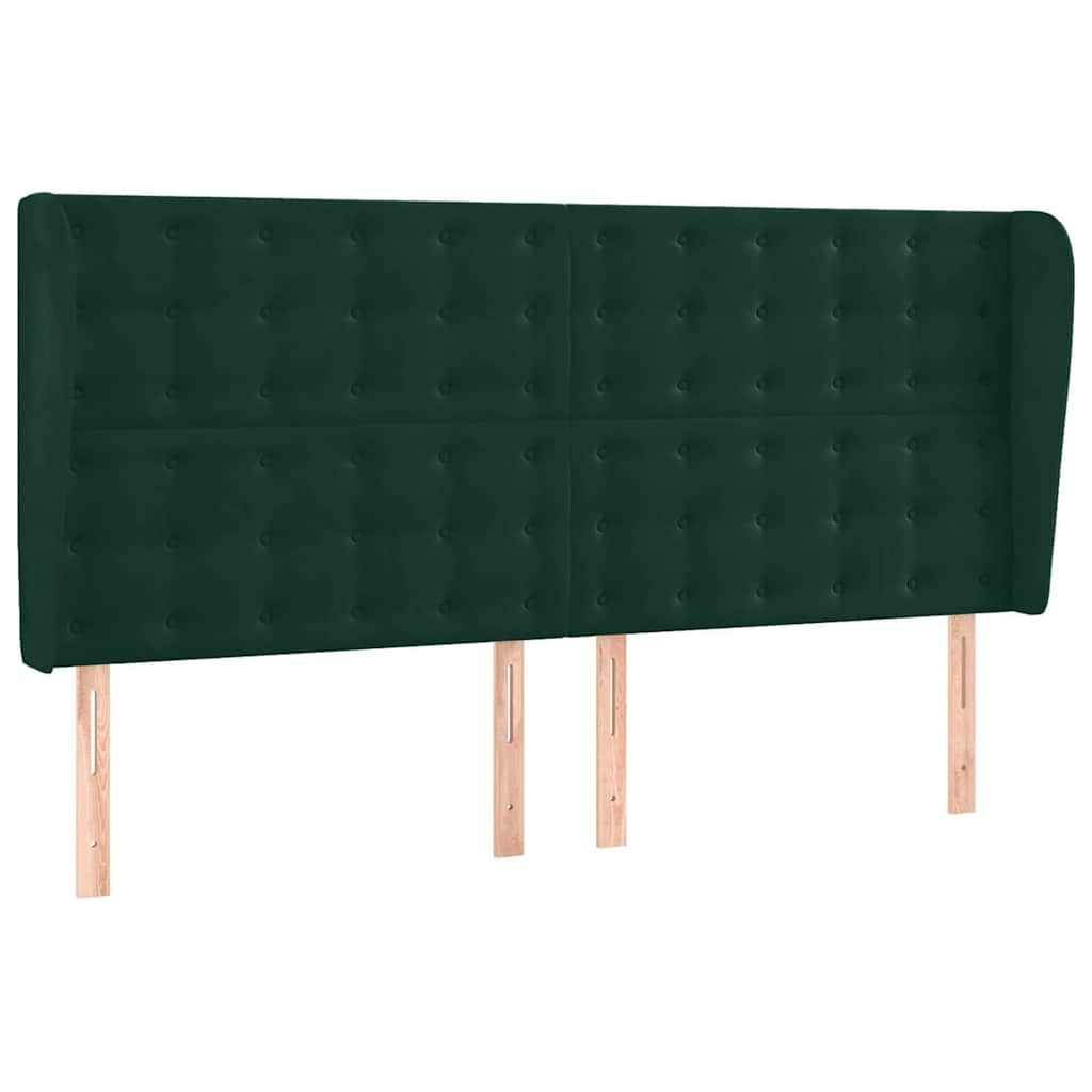 sötétzöld bársony rugós és LED-es ágy matraccal 200x200 cm