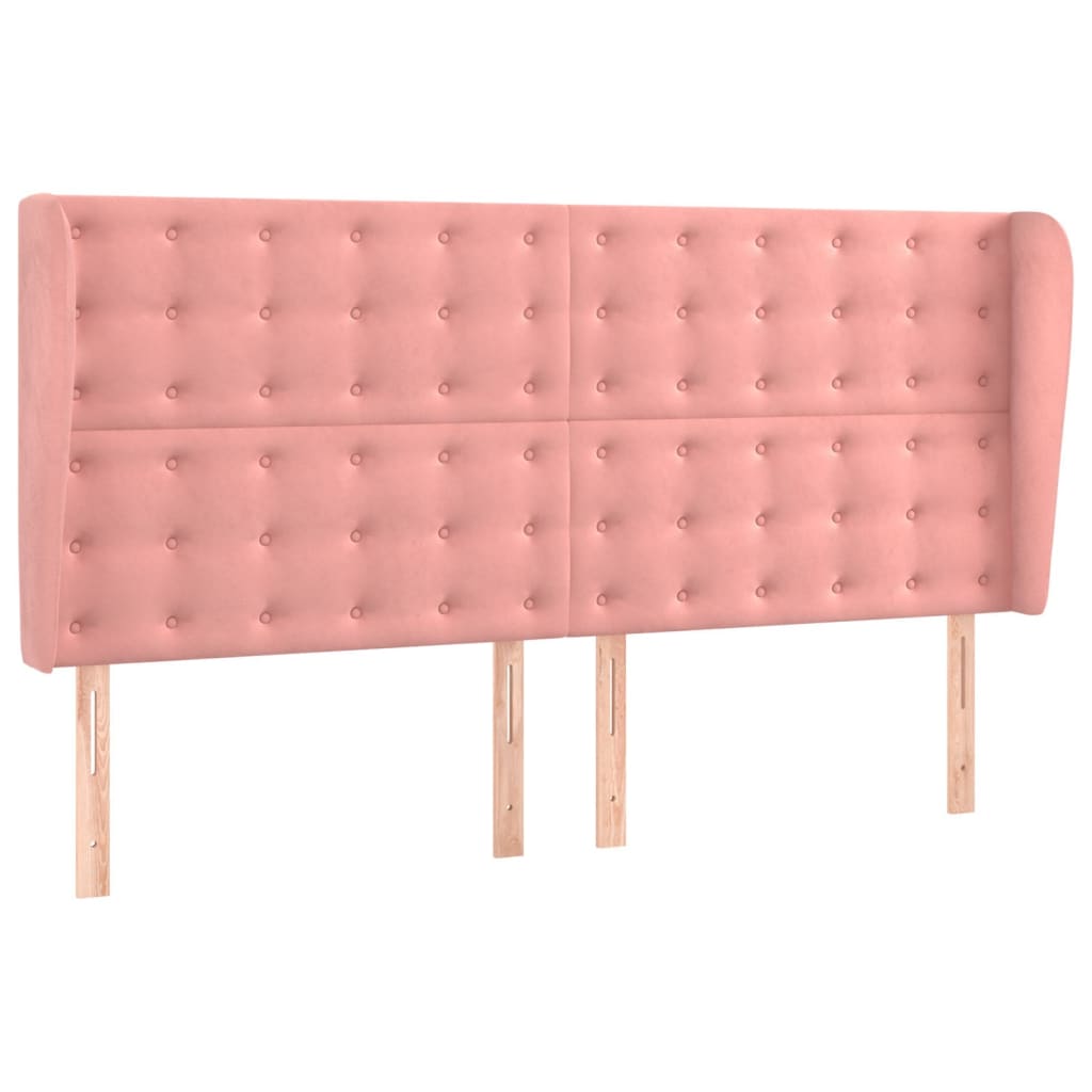 rózsaszín bársony rugós és LED-es ágy matraccal 200x200 cm