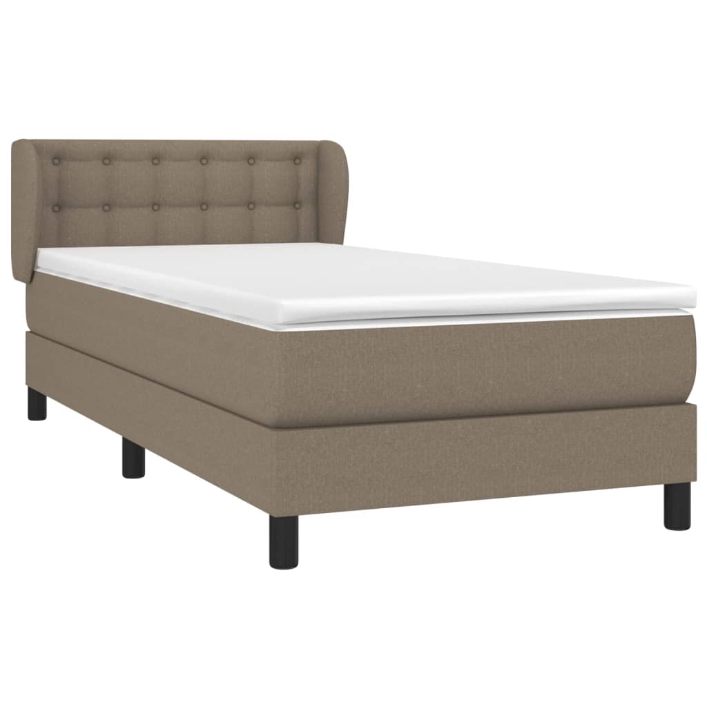 tópszínű szövet rugós ágy matraccal 90 x 200 cm