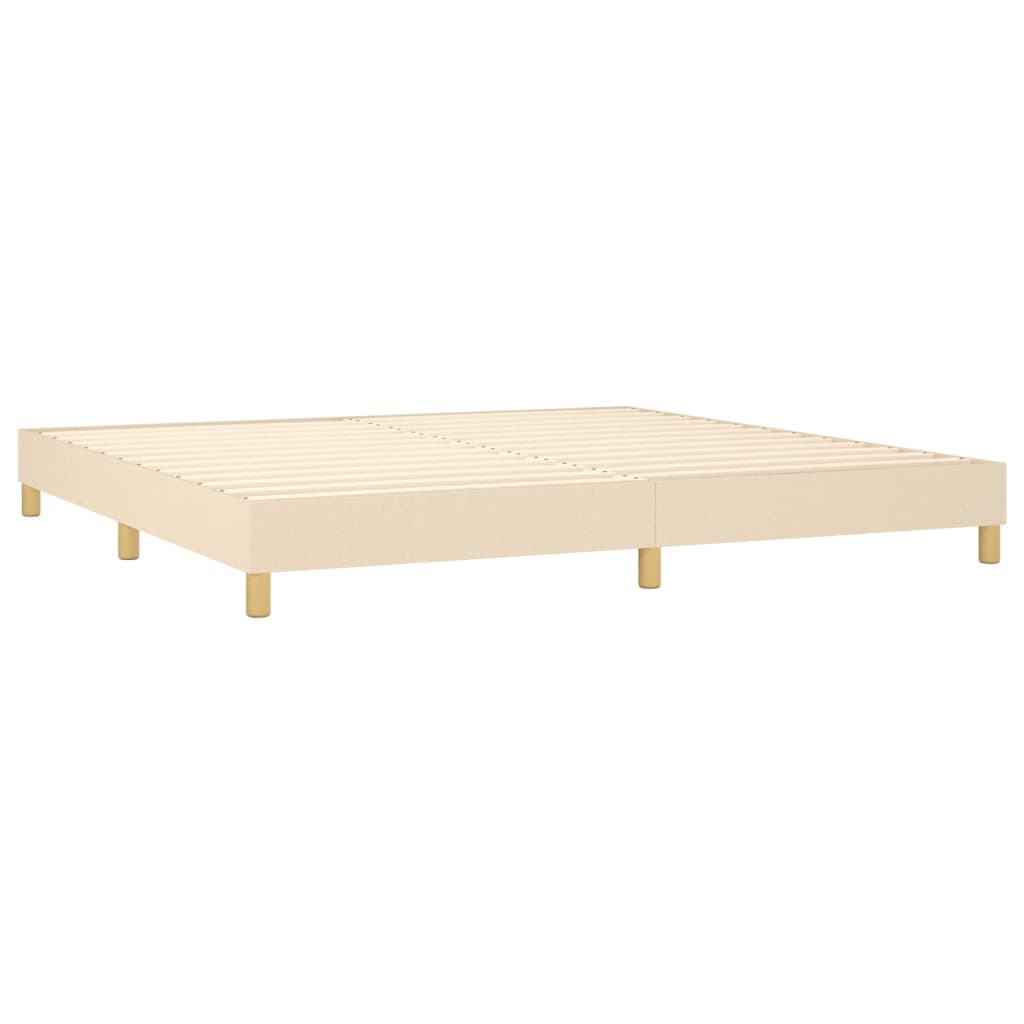 krémszínű szövet rugós ágy matraccal 200 x 200 cm