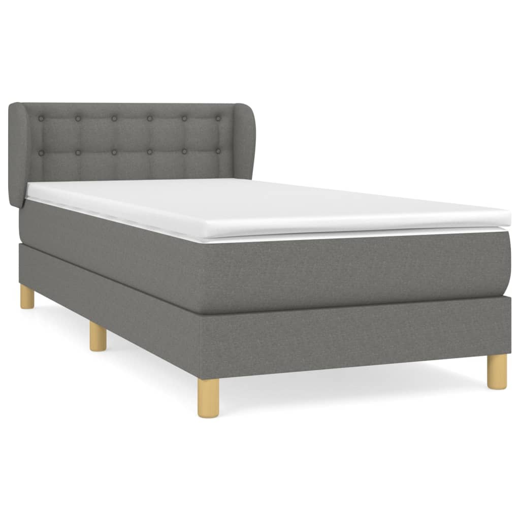 sötétszürke szövet rugós ágy matraccal 90x190 cm