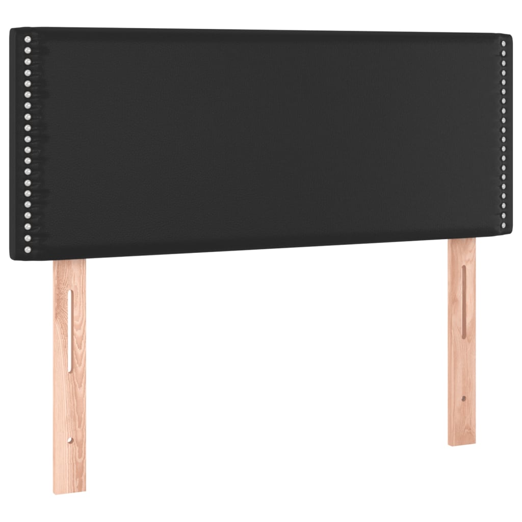 fekete műbőr rugós ágy matraccal 90 x 200 cm