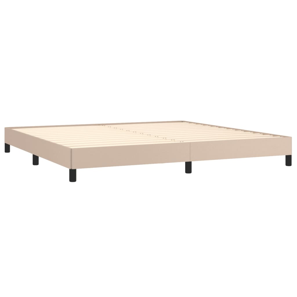 cappuccino színű műbőr rugós ágy matraccal 200 x 200 cm