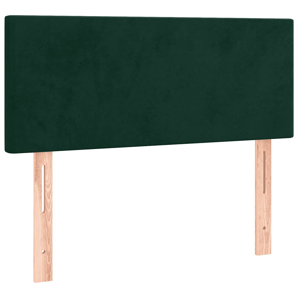 sötétzöld bársony rugós ágy matraccal 90x190 cm
