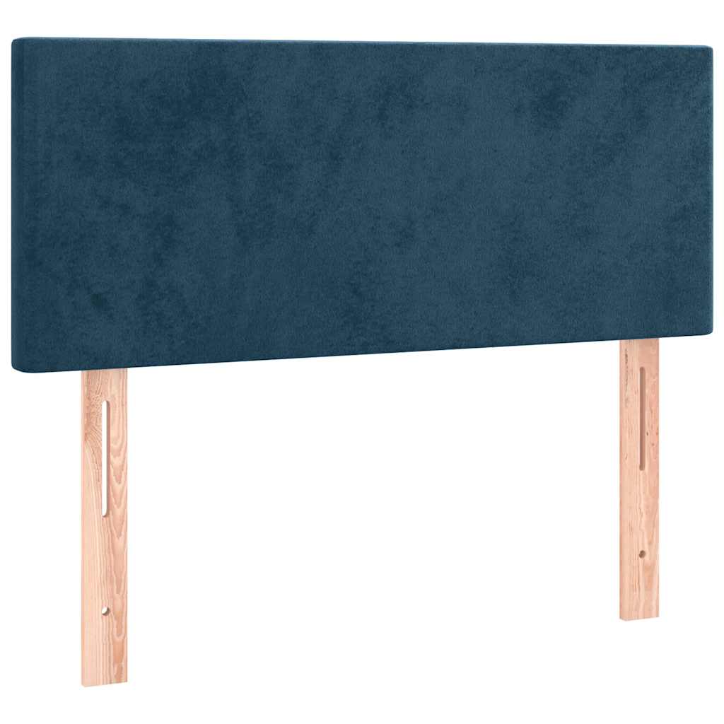 sötétkék bársony rugós ágy matraccal 90x190 cm